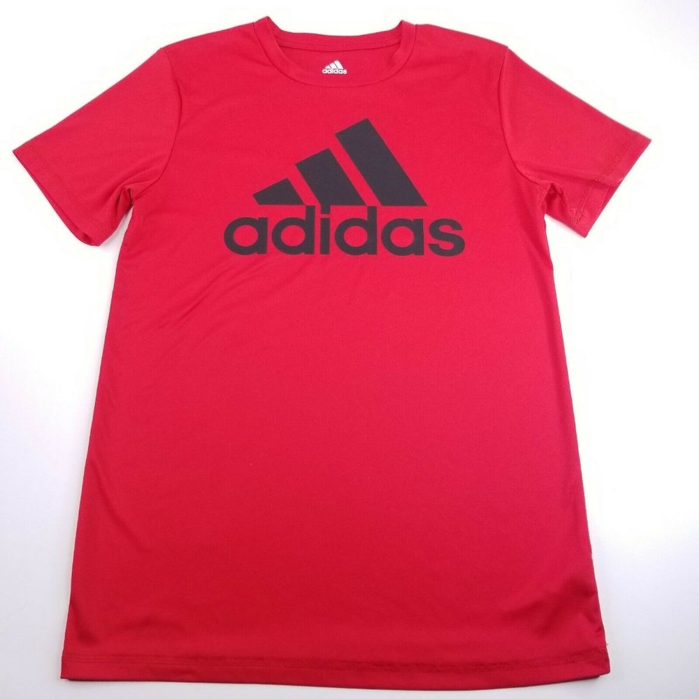 Adidas Compression Shirt Men's Large Polyester Short Sleeve Red w/ Large Logo